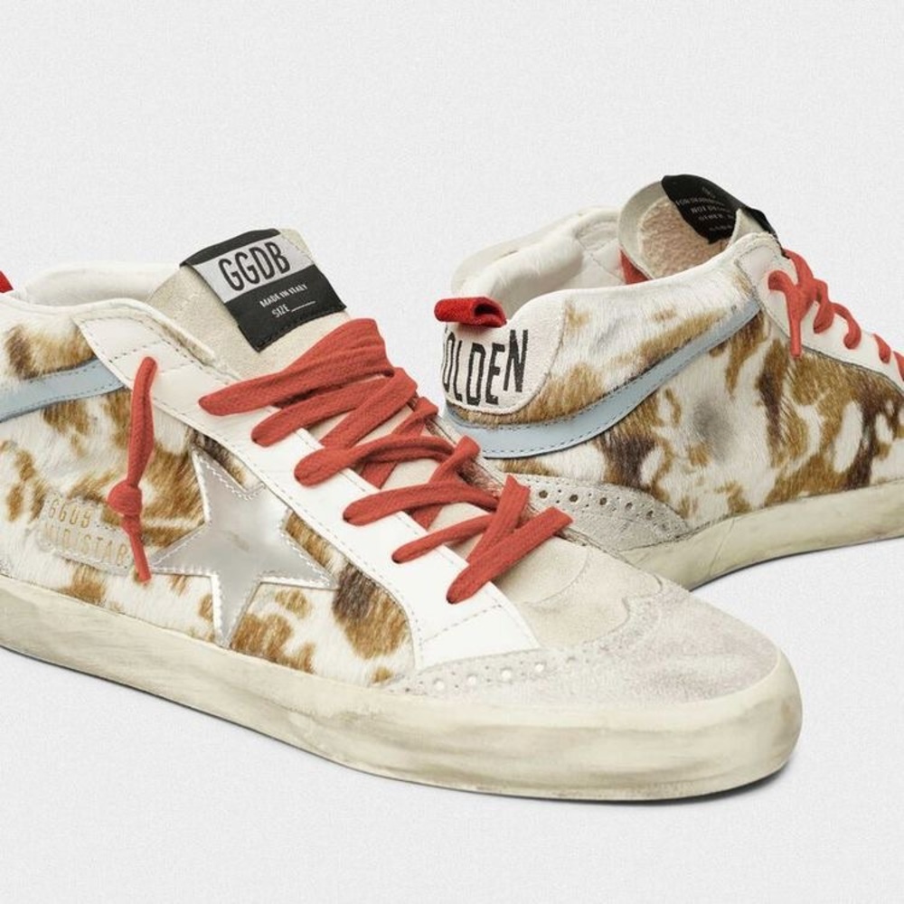 HUGE ISO cow print golden goose mid stars